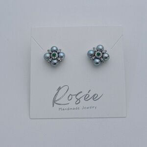 E271 Handmade S925 Akoya Sea Pearl Clover Studs Earrings Elegant Jewelry Gift